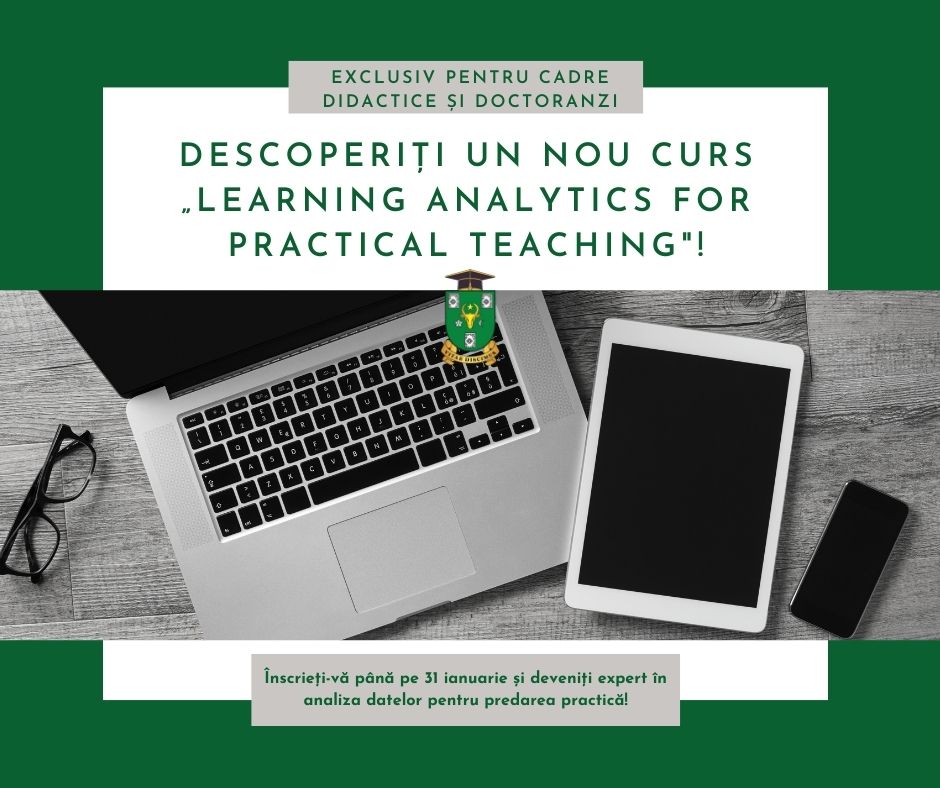 În atenția cadrelor didactice și doctoranzii USM: Vă puteți înscrie la cursul „Learning Analytics for Practical Teaching”, oferit de experți europeni