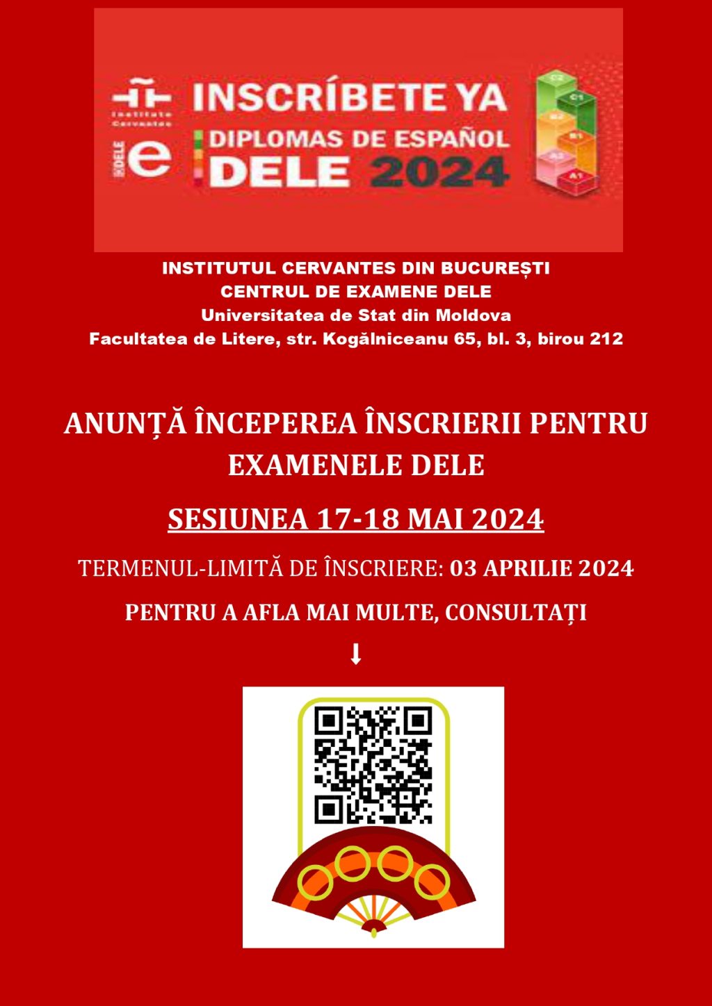 Anunț privind începerea înscrierilor pentru examenele DELE