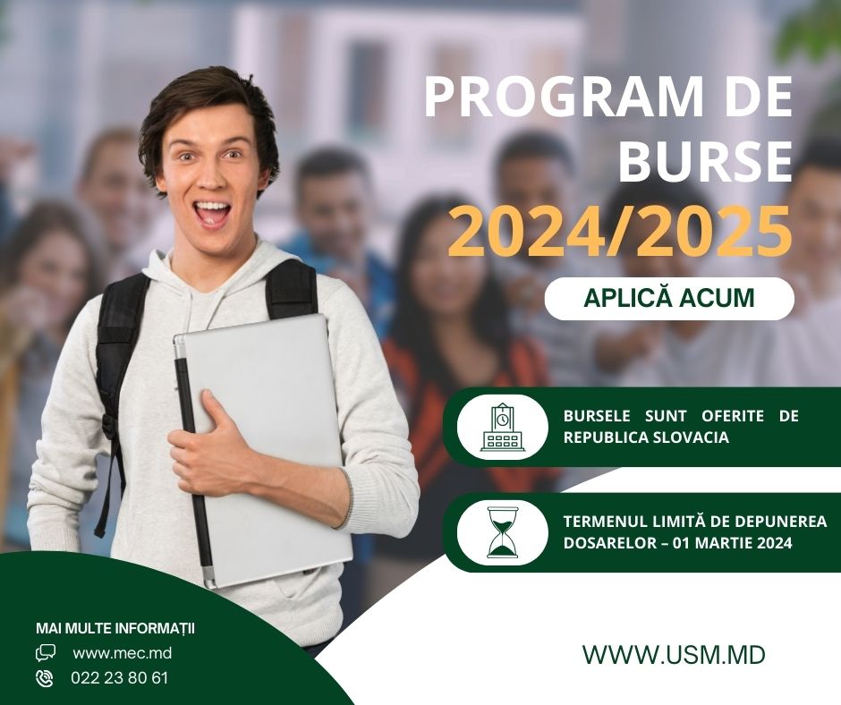 În atenția studenților USM: a fost lansat Programul de Burse al Republicii Slovacia 2024-2025