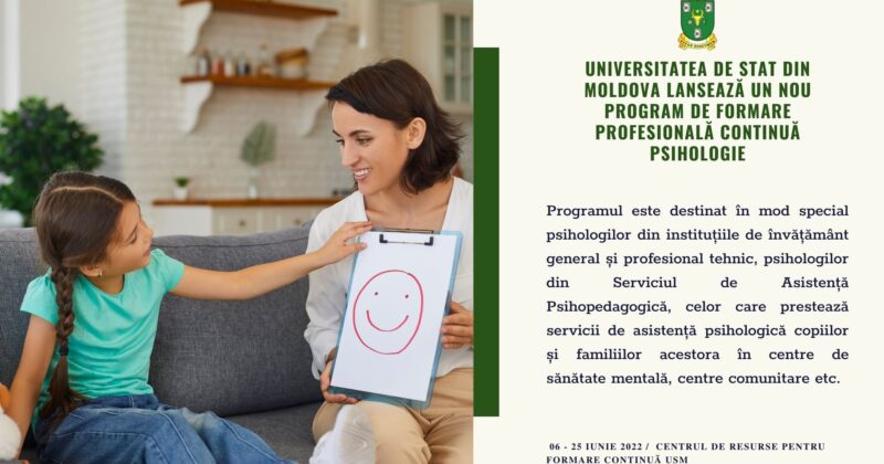 Universitatea de Stat din Moldova lansează un nou Program de formare profesională continuă PSIHOLOGIE