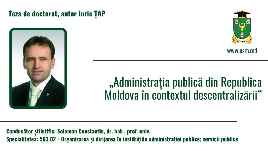 SE ANUNȚĂ SUSȚINEREA PUBLICĂ A TEZEI DE DOCTORAT