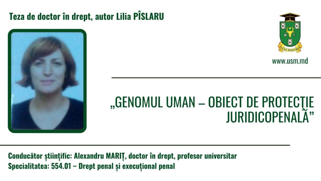 Anunț privind susținerea tezei de doctor în drept