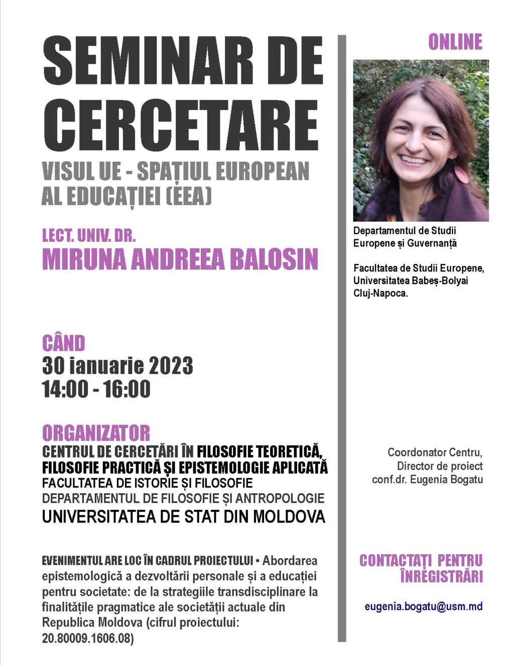 Anunț – Seminar de cercetare „Visul UE – Spațiul European al educației (EEA)”