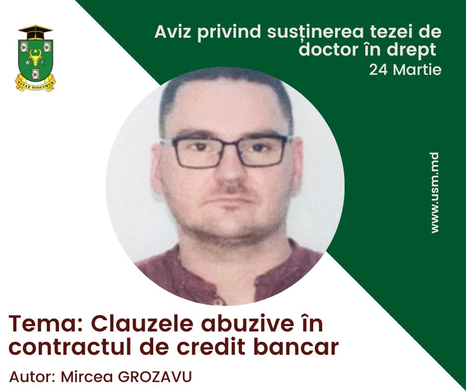 Aviz privind susținerea tezei de doctor