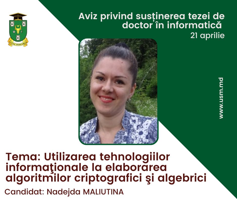 Aviz privind susținerea publică a tezei de doctor în informatică