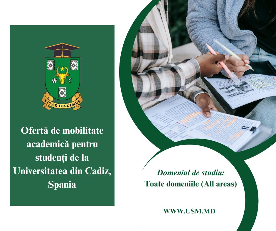 Ofertă de mobilitate academică pentru studenți de la Universitatea din Cadiz, Spania