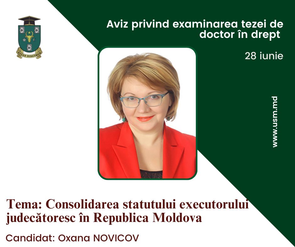 AVIZ PRIVIND EXAMINAREA TEZEI DE DOCTOR ÎN DREPT