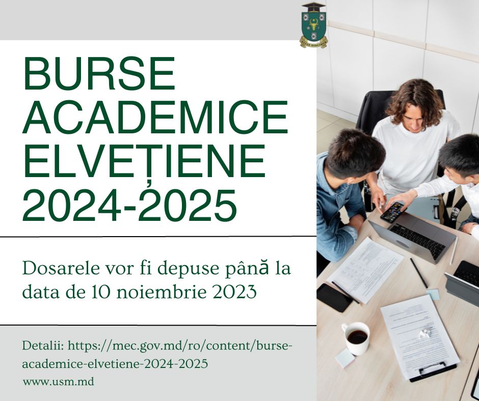 Ministerul Educației și Cercetării anunță programul de  BURSE ACADEMICE ELVEȚIENE 2024-2025