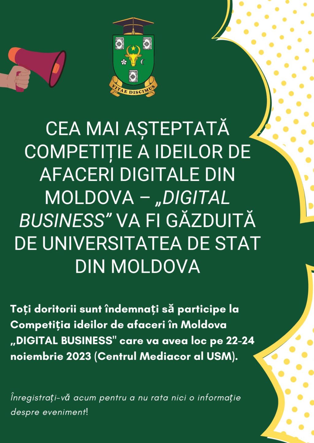 Cea mai așteptată competiție a ideilor de afaceri digitale din Moldova – „Digital Business” va fi găzduită de Universitatea de Stat din Moldova