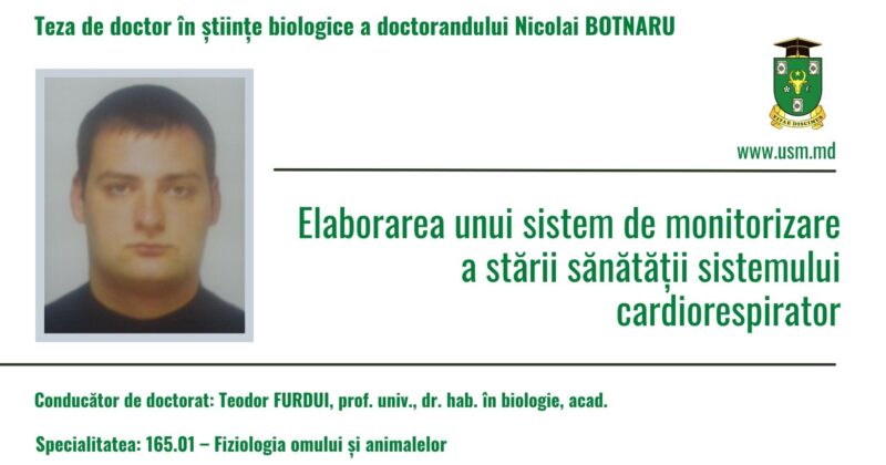 ANUNȚ PRIVIND SUSȚINEREA PUBLICĂ A TEZEI DE DOCTOR ÎN ȘTIINȚE BIOLOGICE