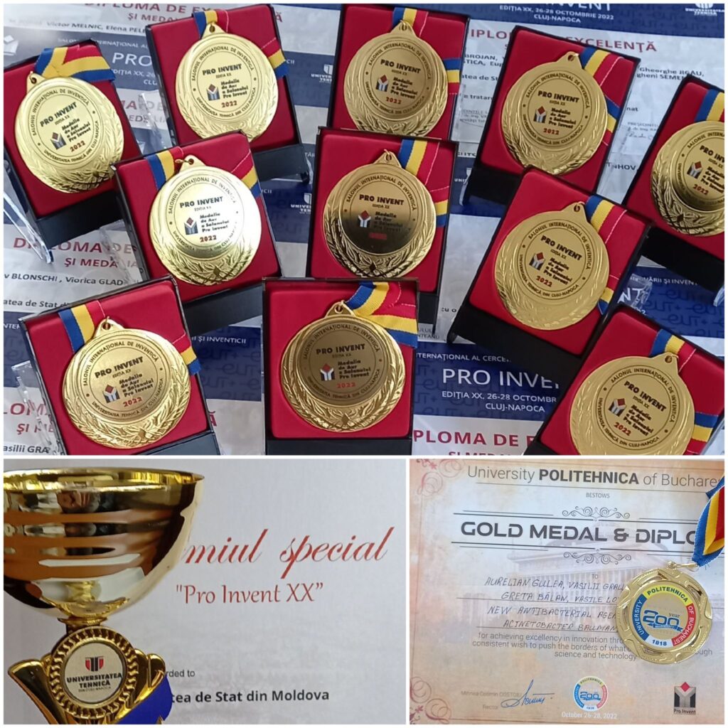 DOUĂSPREZECE MEDALII DE AUR ȘI PREMIUL SPECIAL „PRO INVENT XX” PENTRU UNIVERSITATEA DE STAT DIN MOLDOVA, LA SALONUL INTERNAȚIONAL AL CERCETĂRII ȘTIINȚIFICE, INOVĂRII ȘI INVENTICII PRO INVENT 2022