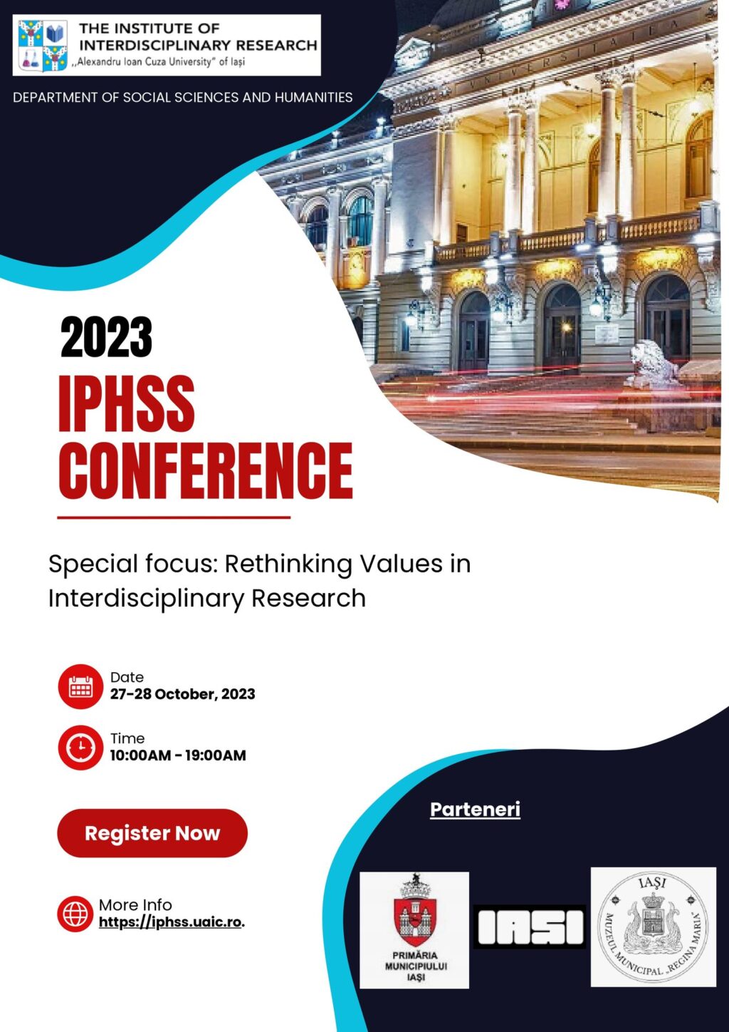 Invitație la conferinţei „Interdisciplinary Perspectives in Humanities and Social Sciences”, organizată de Universitatea „Alexandru Ioan Cuza” din Iași