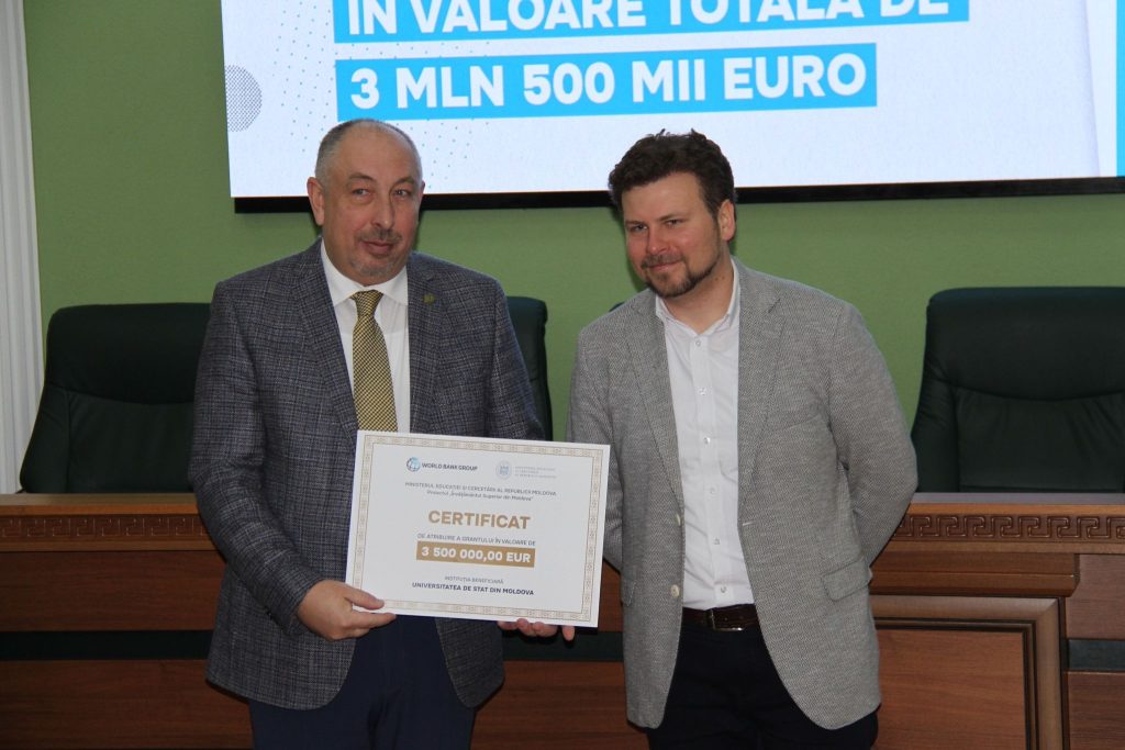 Universitatea de Stat din Moldova a câștigat cele mai multe proiecte în a doua rundă de granturi acordate prin Proiectul „Învățământul Superior din Moldova”