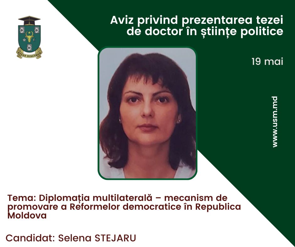 Anunț privind prezentarea tezei de doctor în științe politice
