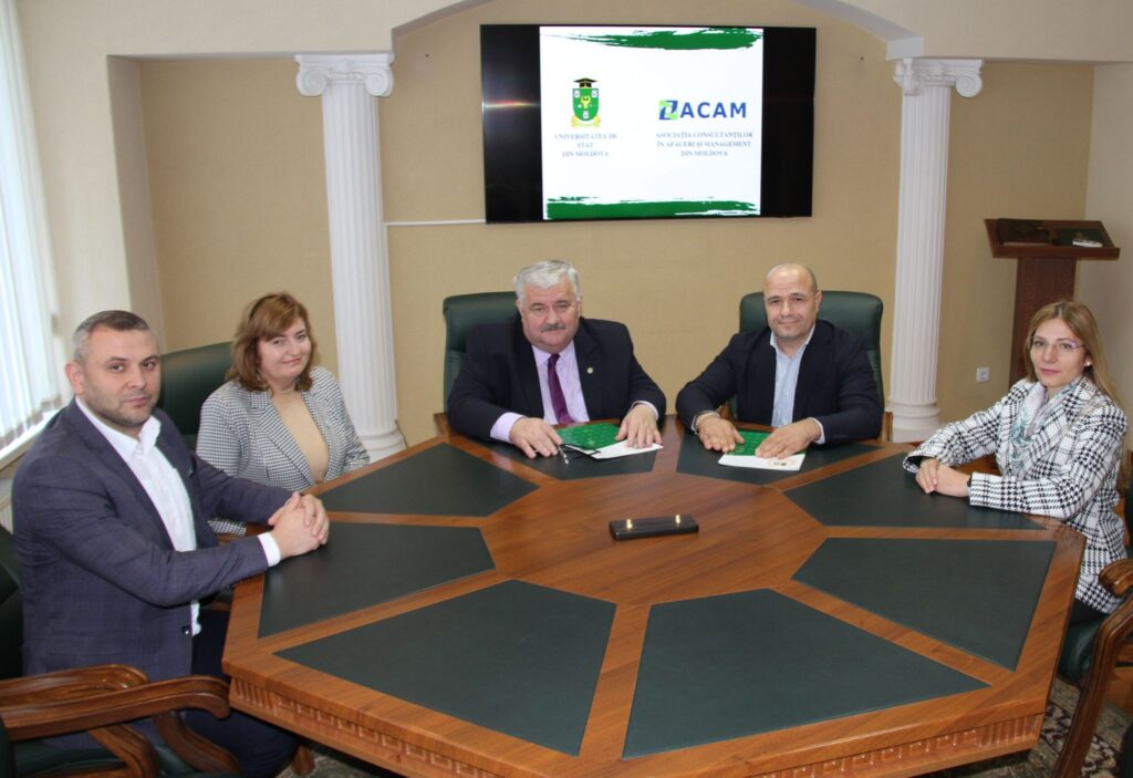 Acord de parteneriat în domeniul științei, tehnologiei și educației între Universitatea de Stat din Moldova şi Asociația Consultanților în Afaceri și Management din Moldova
