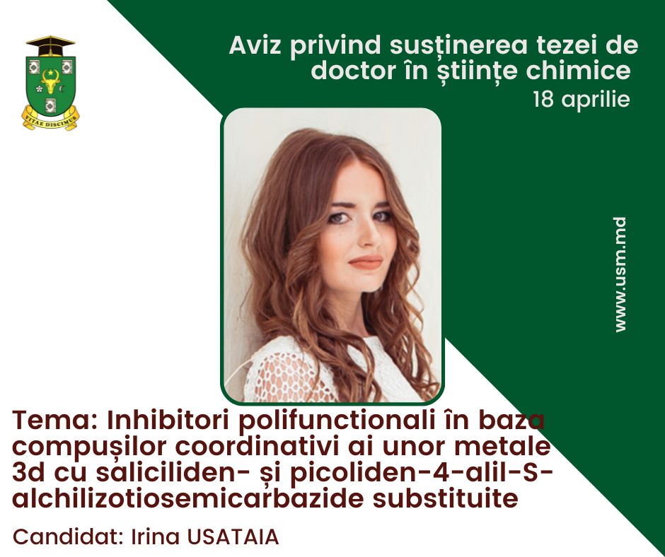Aviz privind susținerea tezei de doctor în științe chimice