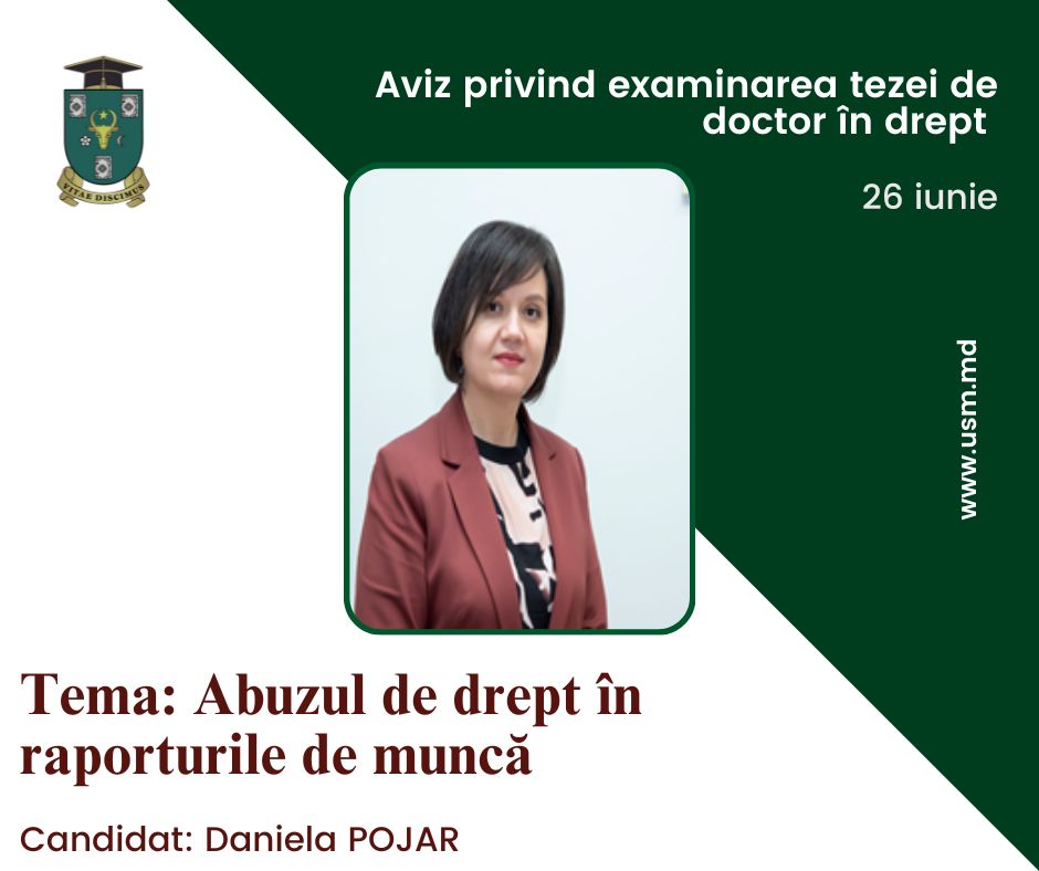 AVIZ PRIVIND EXAMINAREA TEZEI DE DOCTOR ÎN DREPT