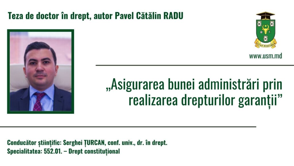 Anunț privind prezentarea tezei de doctor în drept
