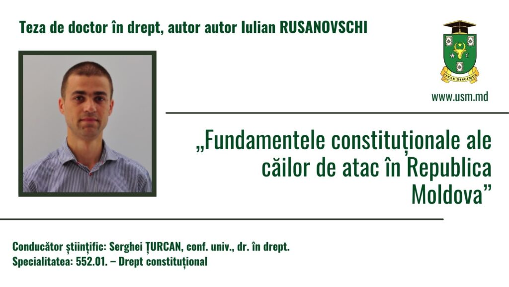Anunț privind prezentarea tezei de doctor în drept
