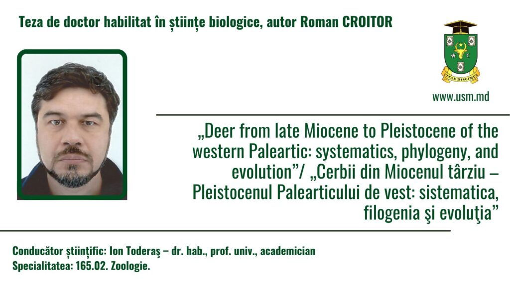 Anunț privind susținerea tezei de doctor habilitat în științe biologice