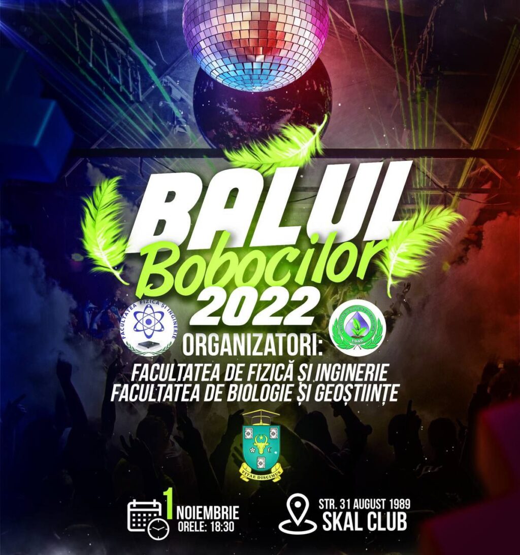 Facultatea de Fizică și Inginerie împreună cu Facultatea de Biologie și Geoștiințe a Universității de Stat din Moldova vă invită la „Balul Bobocilor”
