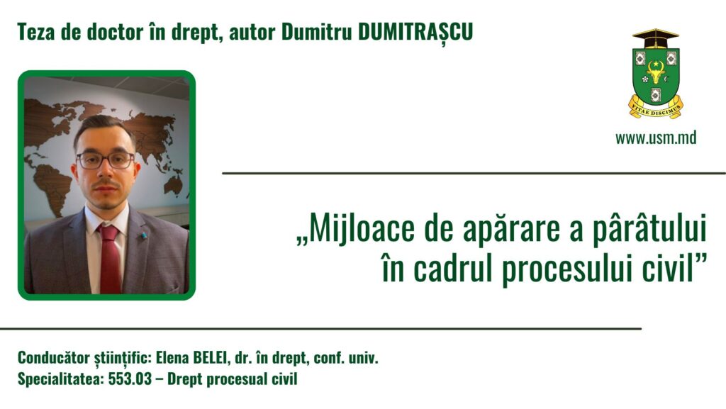 ANUNȚ privind susținerea tezei de doctor în drept