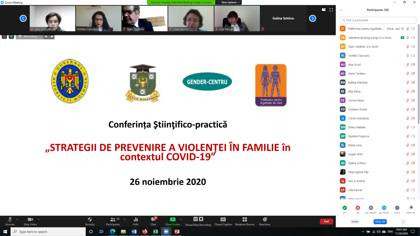 Conferința ştiinţifico-practică „Strategii de prevenire a violenței în familie în contextul COVID-19”
