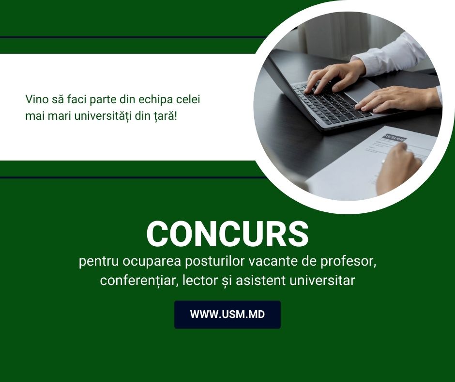 Universitatea de Stat din Moldova anunță concurs pentru ocuparea funcţiilor didactice şi ştiinţifico-didactice