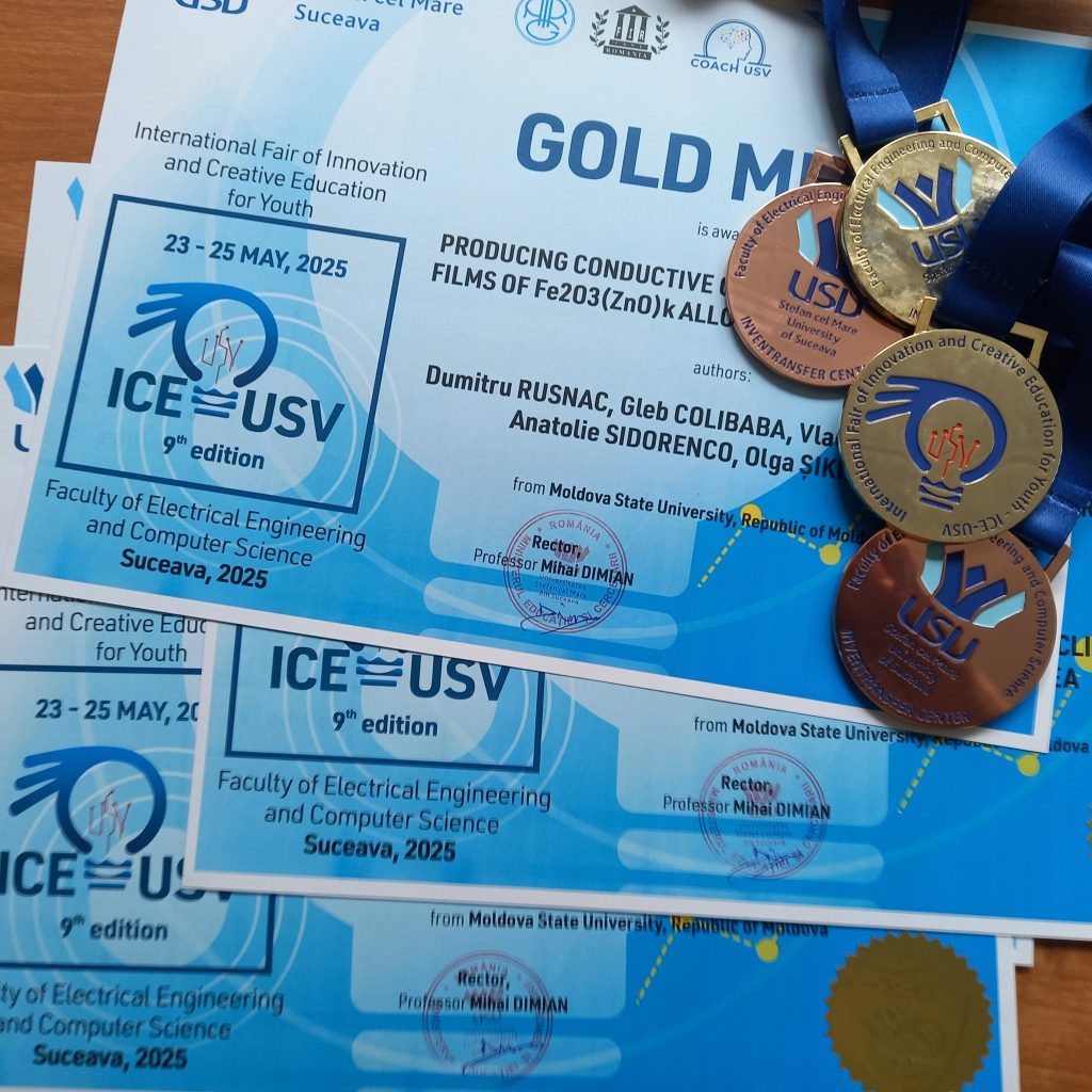 Tinerii cercetători ai Universității de Stat din Moldova, premiați la Târgul Internațional de Inventică și Educație Creativă pentru Tineret, ICE-USV 2025