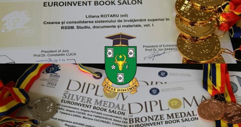 CINCI MEDALII DE AUR, TREI DE ARGINT, DOUĂ DE BRONZ ȘI CINCI DIPLOME DE EXCELENȚĂ – ACORDATE CERCETĂTORILOR UNIVERSITĂȚII DE STAT DIN MOLDOVA LA SALONUL DE CARTE TEHNICO – ȘTIINȚIFICĂ, ARTISTICĂ ȘI LITERARĂ „EUROINVENT”