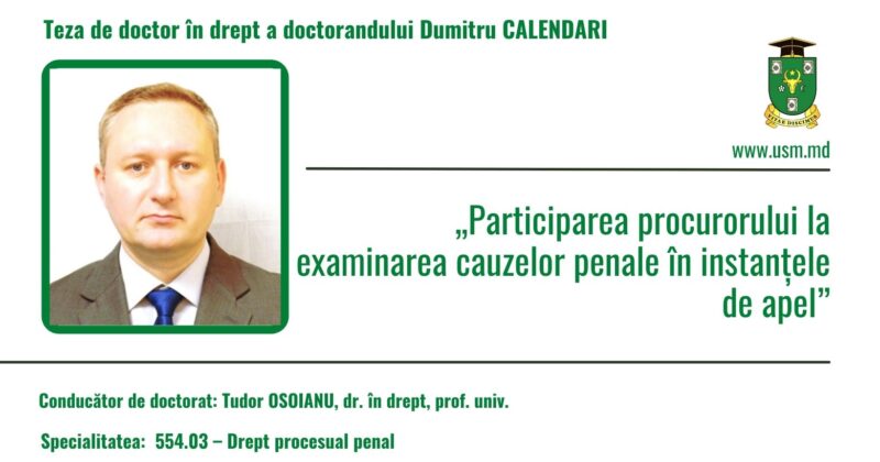 Anunț  privind susținerea publică a tezei de doctorat în drept