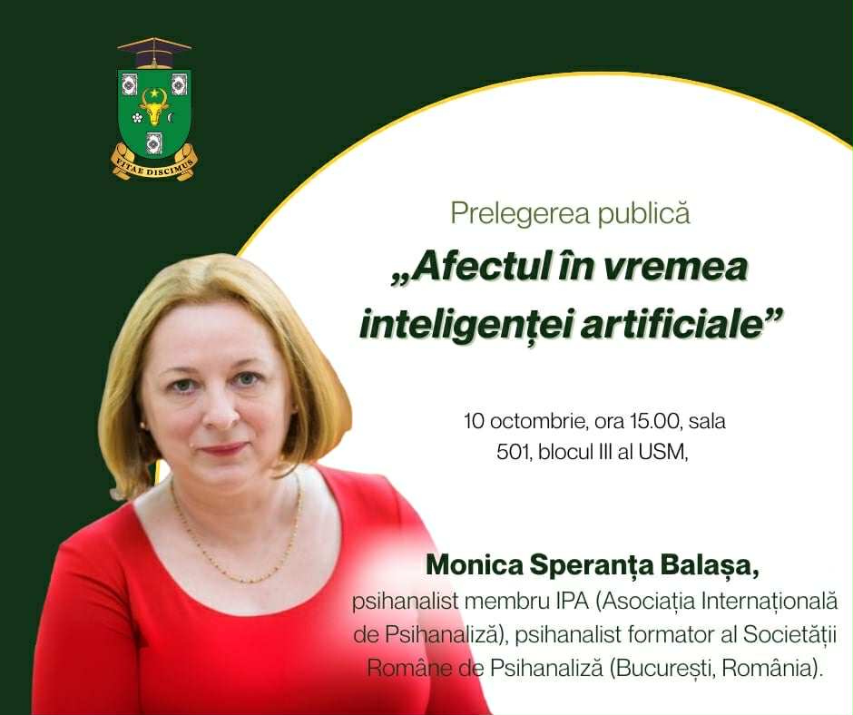 Anunț prelegerea publică cu tema „Afectul în vremea inteligenței artificiale”