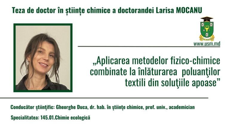 Anunț privind susținerea tezei de doctor în științe chimice