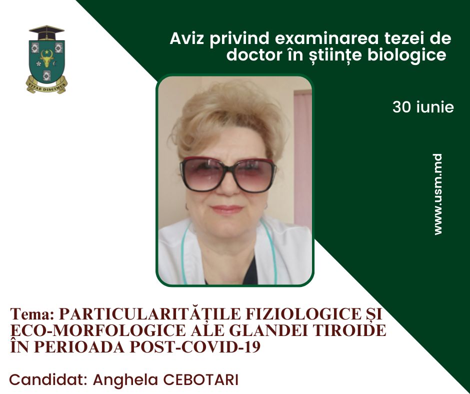AVIZ PRIVIND EXAMINAREA TEZEI DE DOCTOR ÎN ȘTIINȚE BIOLOGICE