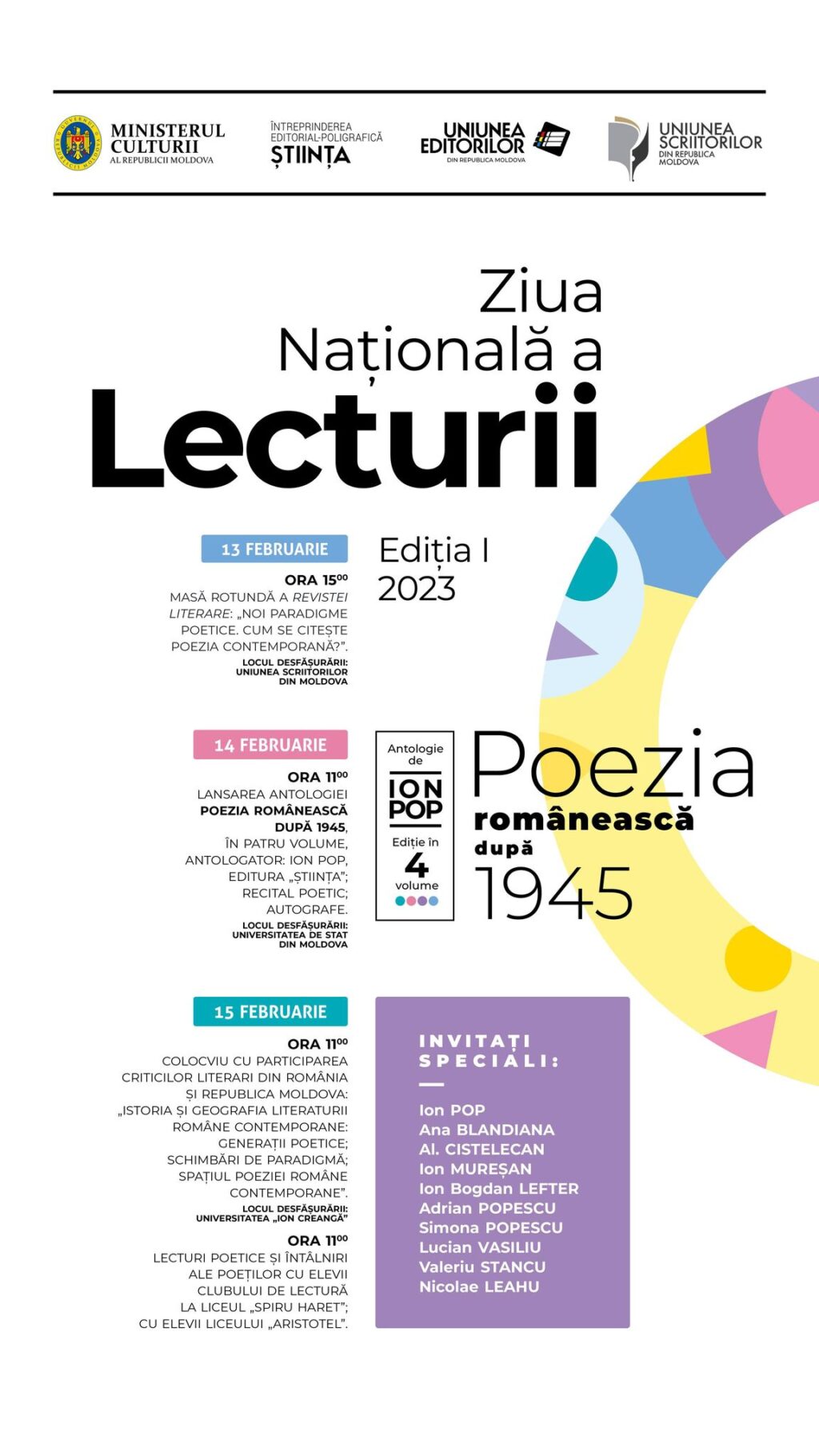 Invitație la lansare de carte prilejuită primei ediții a „Zilei Naționale a Lecturii”