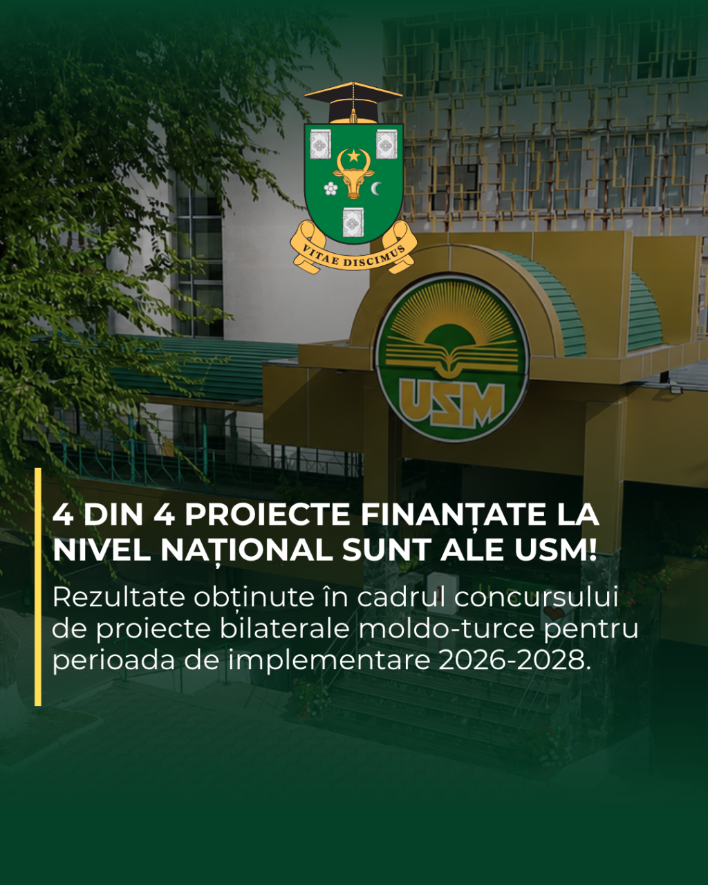 USM obține un rezultat remarcabil la concursul de proiecte bilaterale moldo-turce: toate cele 4 proiecte finanțate la nivel național aparțin Universității de Stat din Moldova