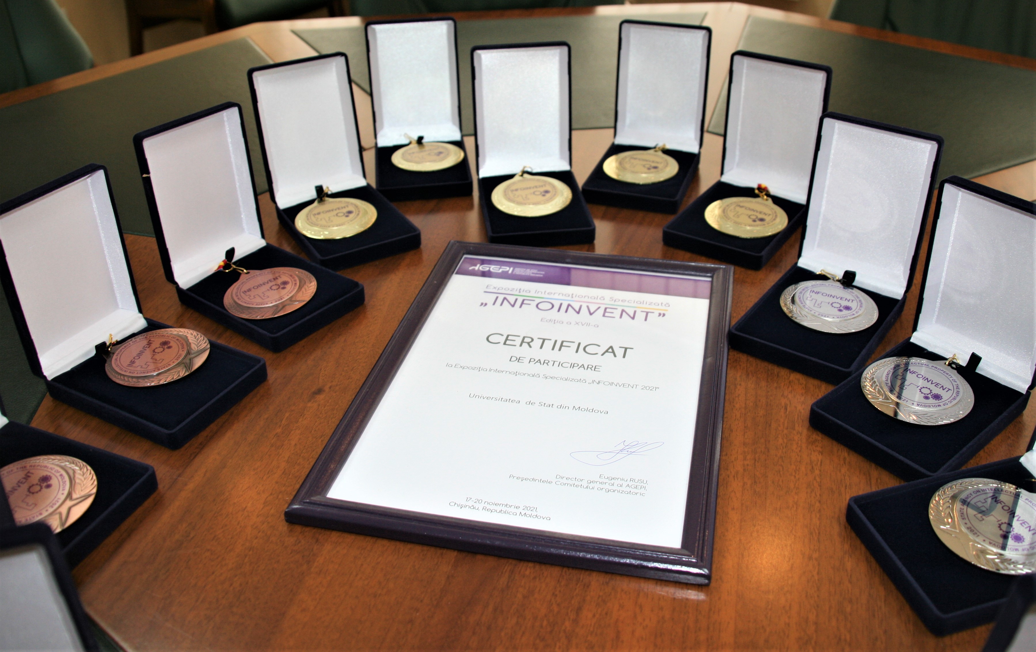 5 medalii de aur, 4 medalii de argint, 6 medalii de bronz și Premiul Mare al AGEPI la categoria „Cea mai bună invenție” au fost obținute de USM la Expoziția Internațională Specializată „INFOINVENT 2021”