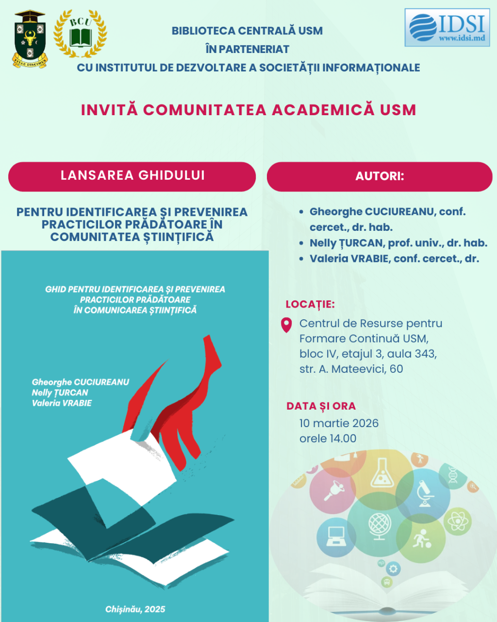 Universitatea de Stat din Moldova invită comunitatea academică la lansarea unui nou ghid dedicat integrității în cercetarea științifică.