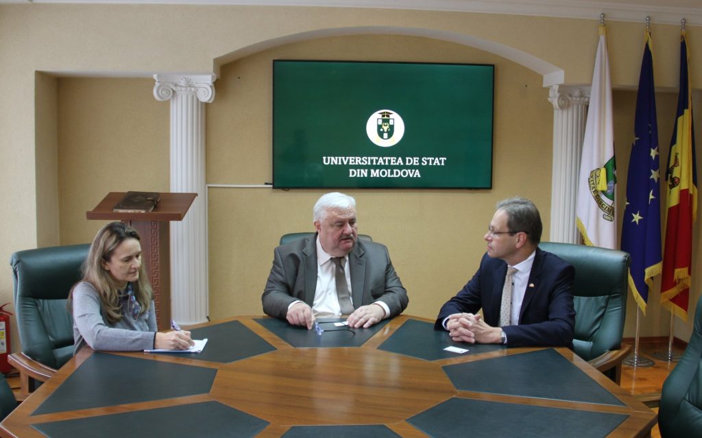 Noul Ambasador al Republicii Federale Germania în Republica Moldova, E.S. Hubert Knirsch a efectuat prima vizită oficială la Universitatea de Stat din Moldova