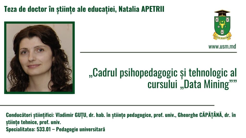 Anunț privind prezentarea  tezei de doctor în științe ale educației