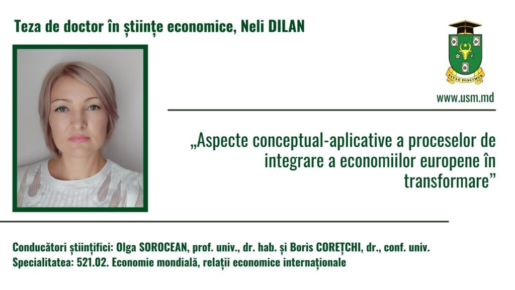 Anunț privind prezentarea tezei de doctor în științe economice