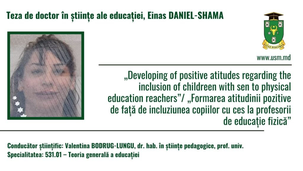 Anunț privind prezentarea  tezei de doctor în științe ale educației