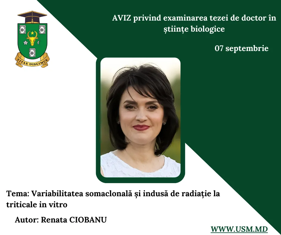 AVIZ privind examinarea tezei de doctor în științe biologice