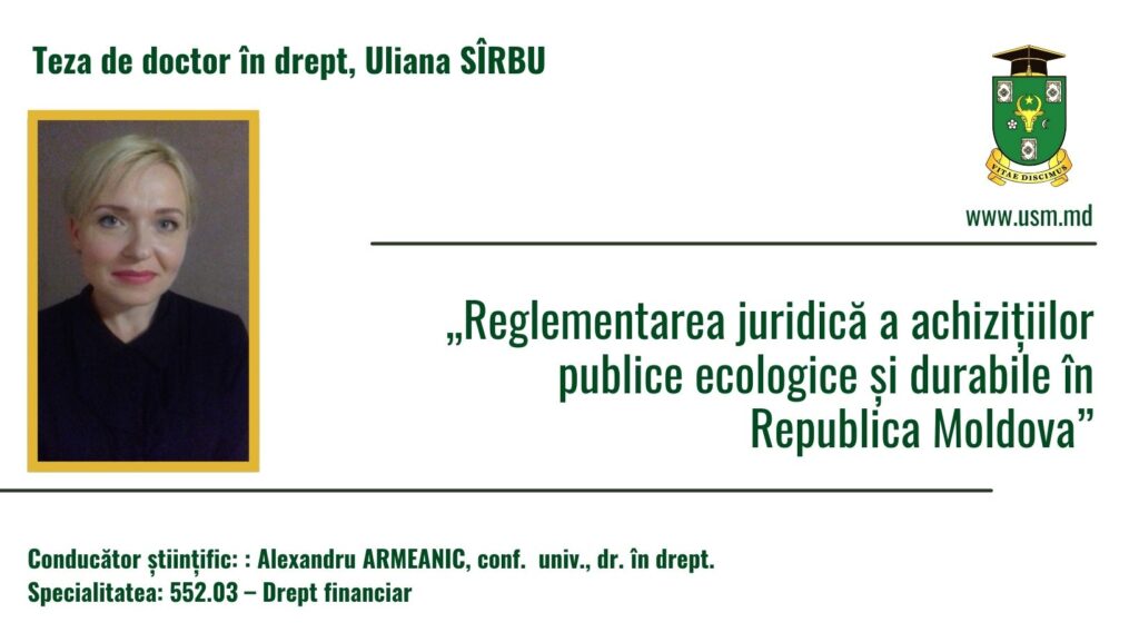 Anunț privind prezentarea tezei de doctor în drept