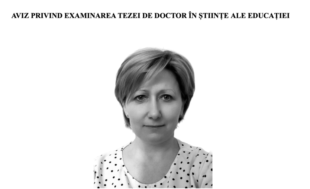AVIZ PRIVIND EXAMINAREA TEZEI DE DOCTOR ÎN ȘTIINȚE ALE EDUCAȚIEI